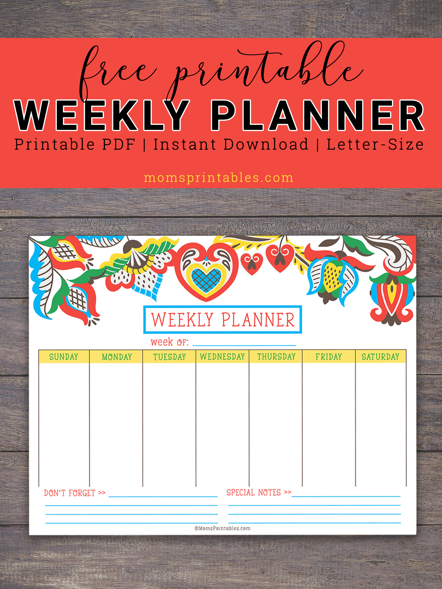 Weekly Planner Printable, Weekly Planner Floral, Weekly Schedule Floral, Printable Planner, Floral Planner Printable