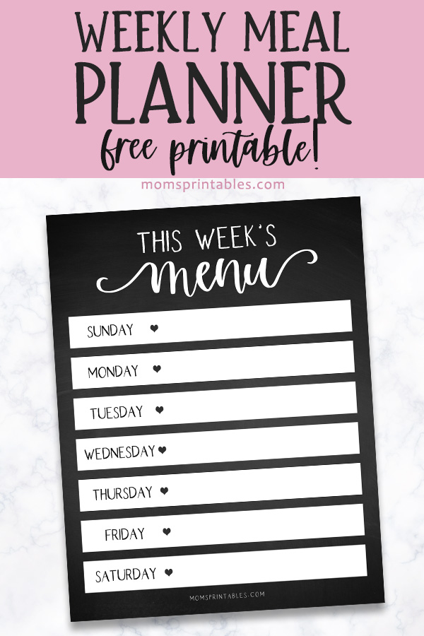 Printable weekly meal planner | printable weekly menu planner | free printable meal planner PDF | cute meal planner printable | Free Printable Weekly Menu Planner available for instant download at Mom's Printables!