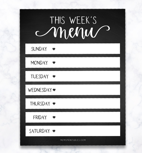 Printable weekly meal planner | printable weekly menu planner | free printable meal planner PDF | cute meal planner printable | Free Printable Weekly Menu Planner available for instant download at Mom's Printables!