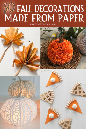 Fall decorations made from paper | Fall decorations paper | Fall decor paper flowers | Fall leaves decor ideas | Paper fall crafts | Paper fall leaves | 25 beautiful ideas on Moms Printables!