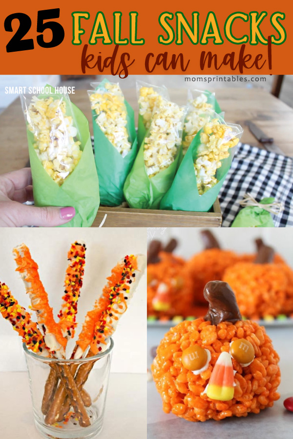 Fall Snacks Kids Can Make | Fall  Snacks for a Party | Fall Snacks for Kids School | Fall Themed Snacks for Kids | 25 FALL SNACKS for kids at Moms Printables!