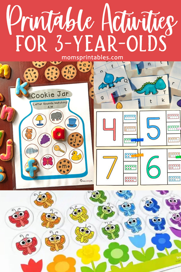 Printable Activities for 3-year-olds | Printable Worksheets for 3-year-olds | Printable Activities for preschoolers | 20 free printable activities for 3-year-olds on Moms Printables!