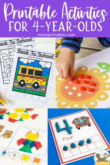 Printable Activities for 4-year-olds | Printable Worksheets for 4-year-olds | Printable Activities for preschoolers | 20 free printable activities for 4-year-olds on Moms Printables!