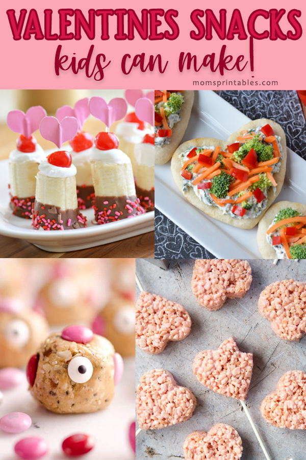 Valentines Snacks Kids Can Make | Valentines Snacks for a Party | Valentines Snacks for Kids School | Valentines Themed Snacks for Kids | 25 VALENTINES SNACKS for kids at Moms Printables!