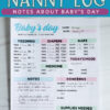 Printable Nanny Log | Notes about baby's day printable | free printable for nanny | nanny printable free | Printable Nanny Log for keeping track of baby's day is free to download at MomsPrintables!