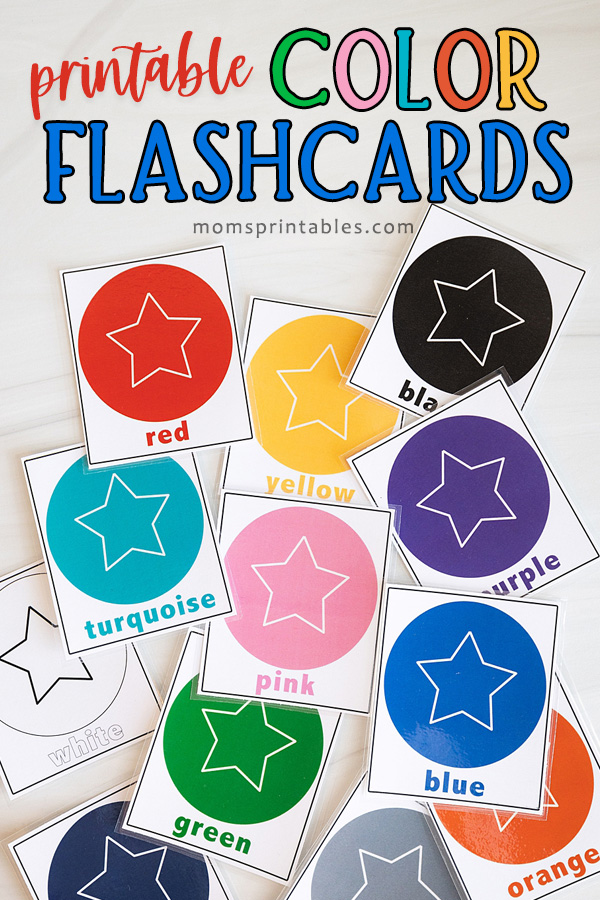 Printable color cards free | free printable color flashcards  PDF | printable color flashcards for preschoolers | Download the set of 12 color cards at Moms Printables!