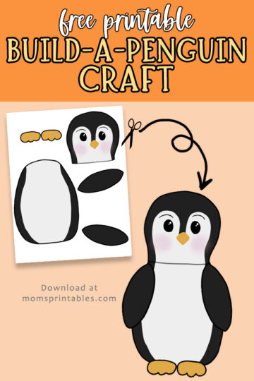 Build a Penguin Craft free printable | penguin craft for kids | Printable penguin craft | Free download at Moms Printables!
