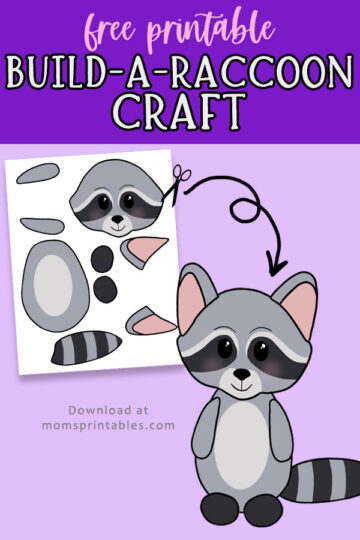 Build a Raccoon Craft free printable | raccoon craft for kids | Printable raccoon craft | Free download at Moms Printables!