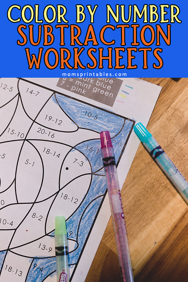 Color Subtraction Worksheet | Color by Number Subtraction Worksheet Free Printable | Free Printable Subtraction Color by Number at Moms Printables!