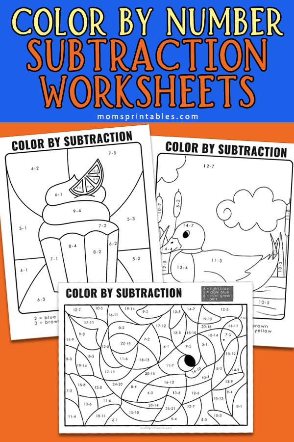 Color Subtraction Worksheet | Color by Number Subtraction Worksheet Free Printable | Free Printable Subtraction Color by Number at Moms Printables!